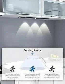 Motion Sensor Cabinet Light – 3 - Color LED Under Cabinet Strip for Kitchen, Wardrobe & Home (Rechargeable, White/Black) - Buyna