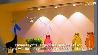 Motion Sensor Cabinet Light – 3 - Color LED Under Cabinet Strip for Kitchen, Wardrobe & Home (Rechargeable, White/Black) - Buyna