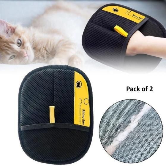 Pet Hair Removal Gloves (Pack of 2) - Buyna