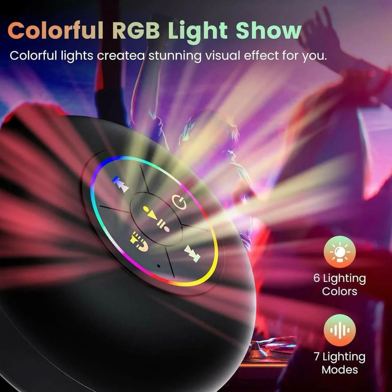 Waterproof Suction Bluetooth Shower Speaker with RGB LED Light & Mic – IPX4 Portable Wireless Speaker - Buyna
