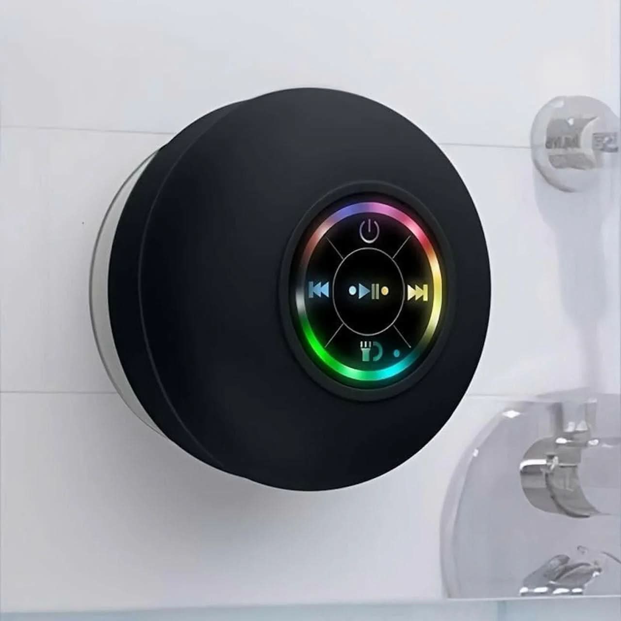 Waterproof Suction Bluetooth Shower Speaker with RGB LED Light & Mic – IPX4 Portable Wireless Speaker - Buyna